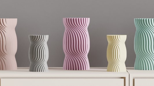 Original Nordic Style Spiral Vase, Twisted Undulating Ridges, Contemporary Decorative Mantel Piece, Geometric Desk