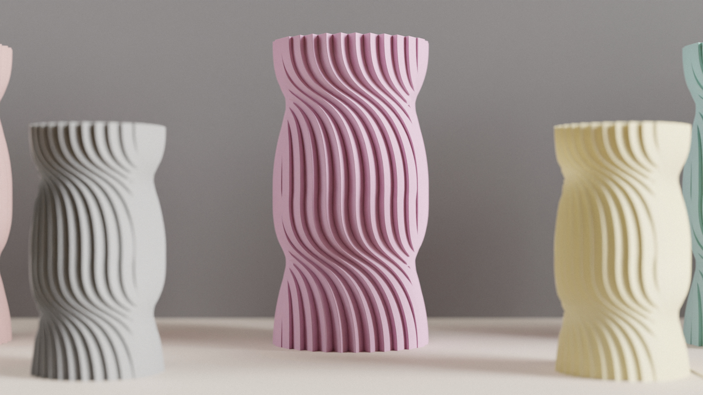 Original Nordic Style Spiral Vase, Twisted Undulating Ridges, Contemporary Decorative Mantel Piece, Geometric Desk