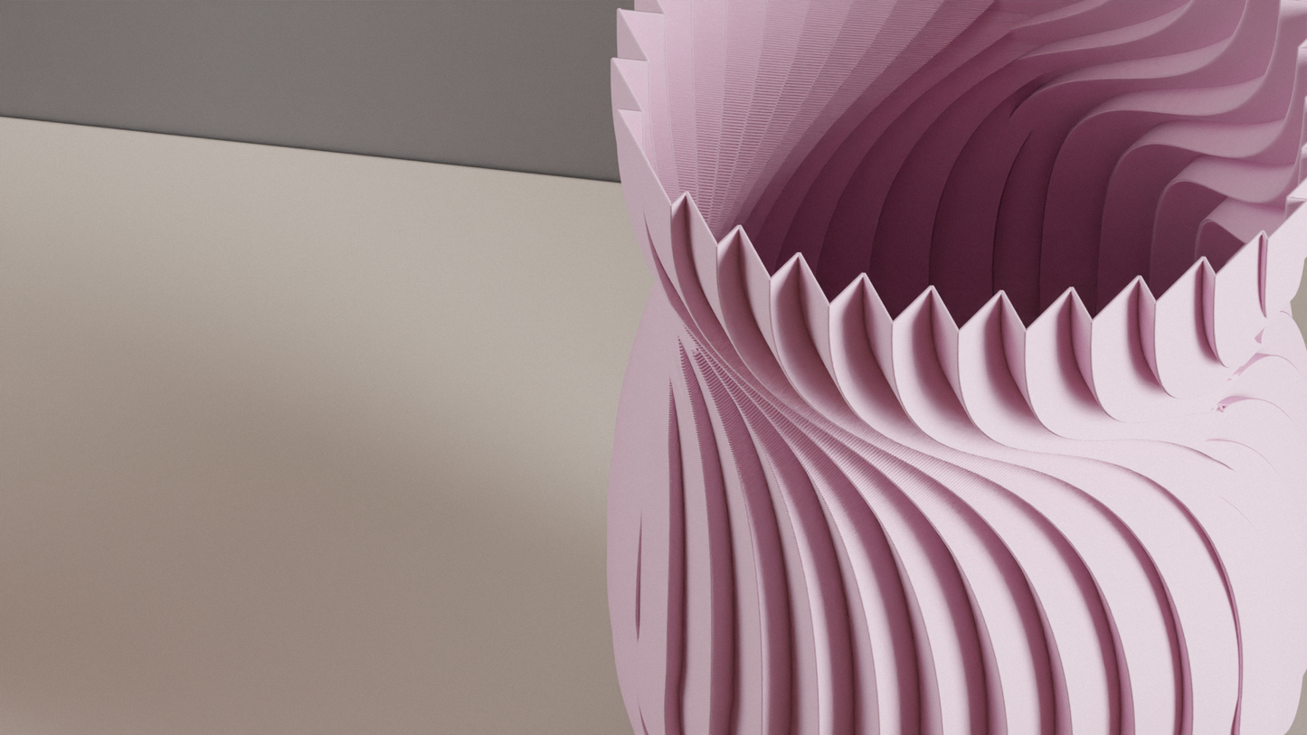 Original Nordic Style Spiral Vase, Twisted Undulating Ridges, Contemporary Decorative Mantel Piece, Geometric Desk