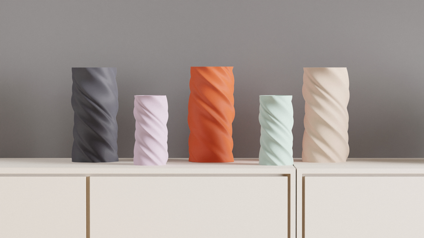 Original Minimalist Vase, Artistic Twisted Spiral Flower Holder, Geometric Tabletop Accent, Contemporary Sophisticated Elegant