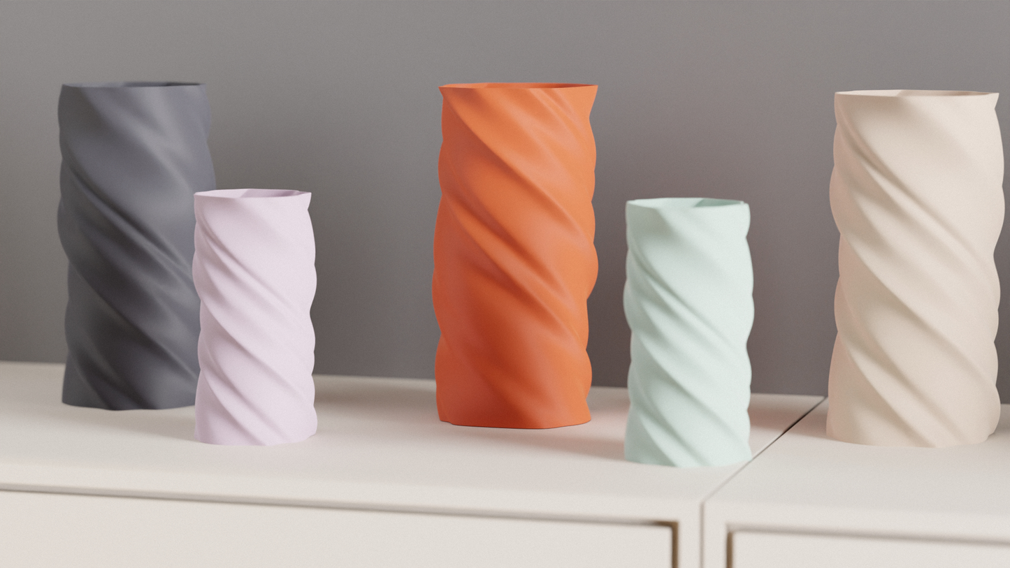 Original Minimalist Vase, Artistic Twisted Spiral Flower Holder, Geometric Tabletop Accent, Contemporary Sophisticated Elegant