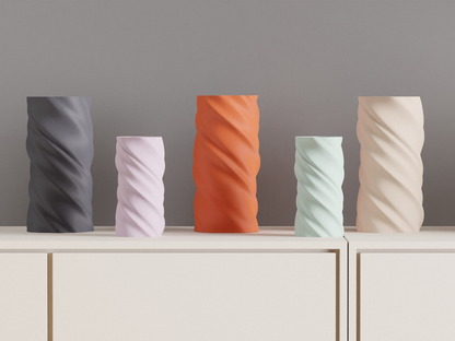 Original Minimalist Vase, Artistic Twisted Spiral Flower Holder, Geometric Tabletop Accent, Contemporary Sophisticated Elegant