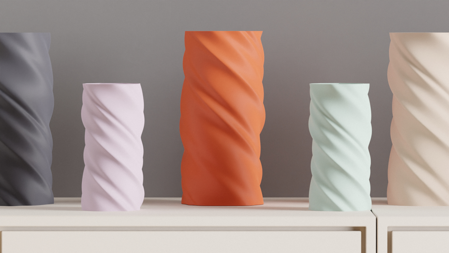 Original Minimalist Vase, Artistic Twisted Spiral Flower Holder, Geometric Tabletop Accent, Contemporary Sophisticated Elegant