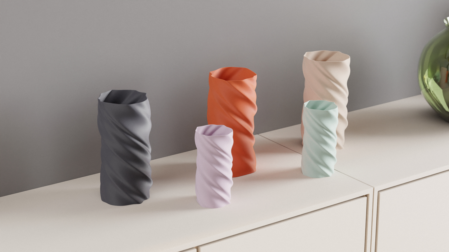 Original Minimalist Vase, Artistic Twisted Spiral Flower Holder, Geometric Tabletop Accent, Contemporary Sophisticated Elegant