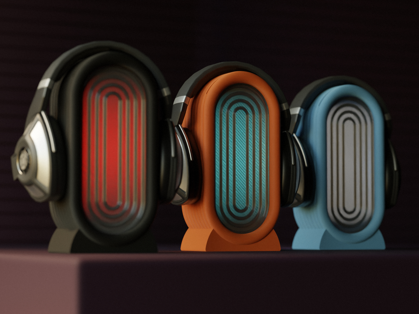 Headphone Stand, Ambient RGB Lamp, ArtDeco Headset Organizer, Minimalist Nightstand