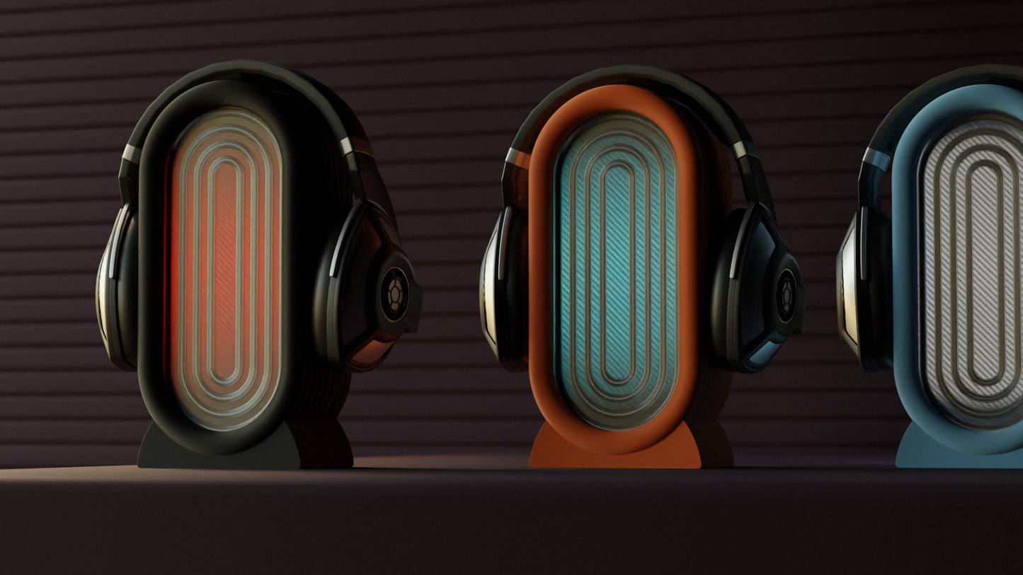 Headphone Stand, Ambient RGB Lamp, ArtDeco Headset Organizer, Minimalist Nightstand