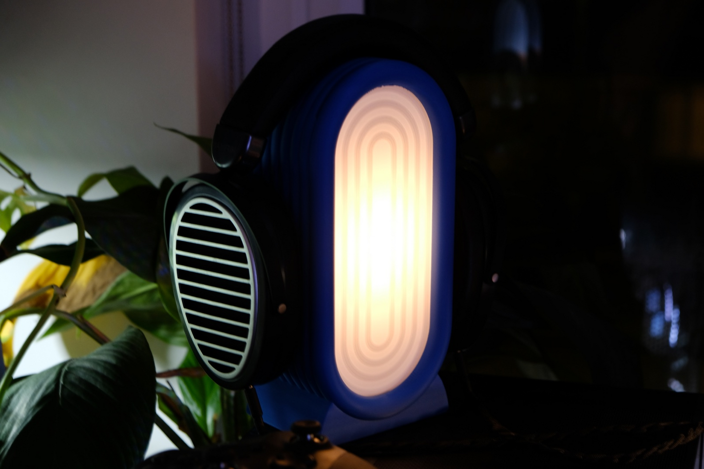 Headphone Stand, Ambient RGB Lamp, ArtDeco Headset Organizer, Minimalist Nightstand