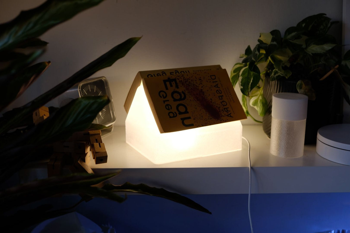 pendant lamp, reading nook bedside illuminator, architectural bibliophile nightstand