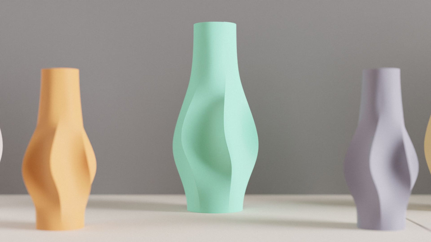 Original Undulating Wave Sculpture Vase, Modern Stylish Organic Curved Tabletop Accent, Art Deco Statement