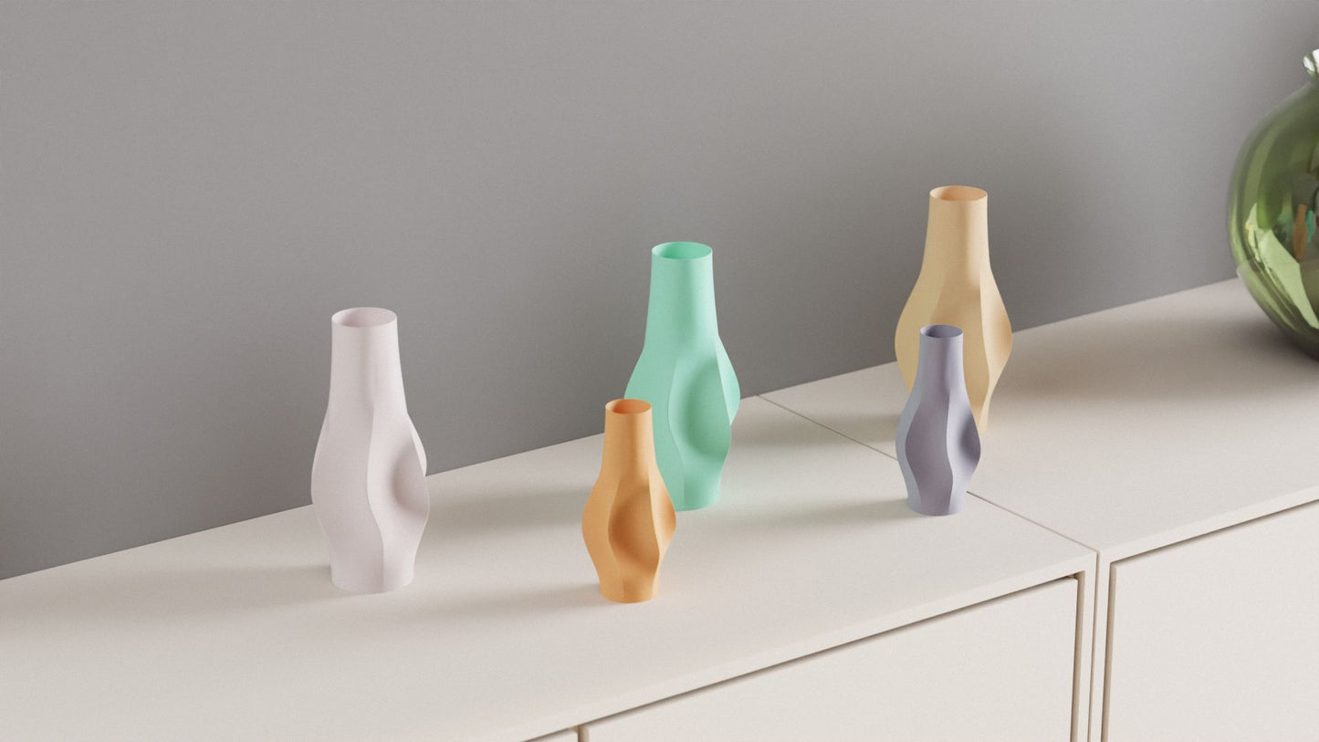 Original Undulating Wave Sculpture Vase, Modern Stylish Organic Curved Tabletop Accent, Art Deco Statement