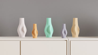 Original Undulating Wave Sculpture Vase, Modern Stylish Organic Curved Tabletop Accent, Art Deco Statement