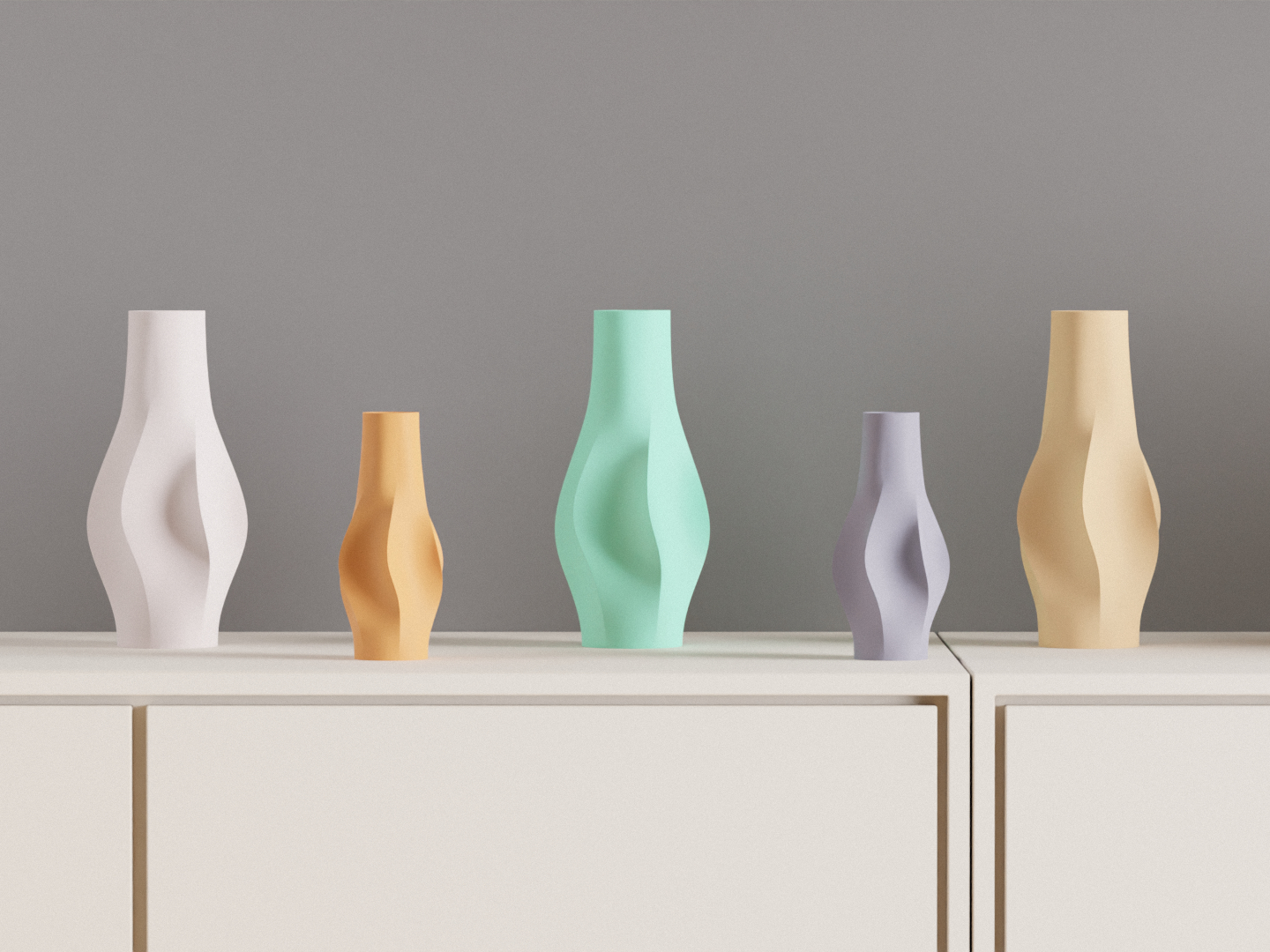 Original Undulating Wave Sculpture Vase, Modern Stylish Organic Curved Tabletop Accent, Art Deco Statement