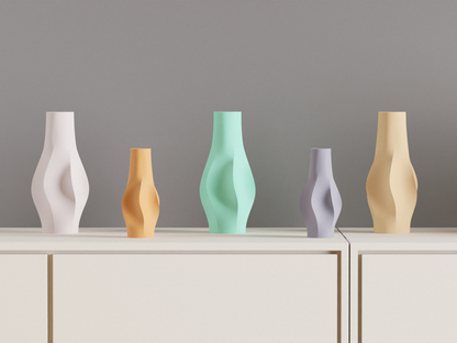 Original Undulating Wave Sculpture Vase, Modern Stylish Organic Curved Tabletop Accent, Art Deco Statement