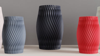 Spiral Vase, Parametric Swirl Tabletop Vessel, Contemporary Nordic Accent Sculpture