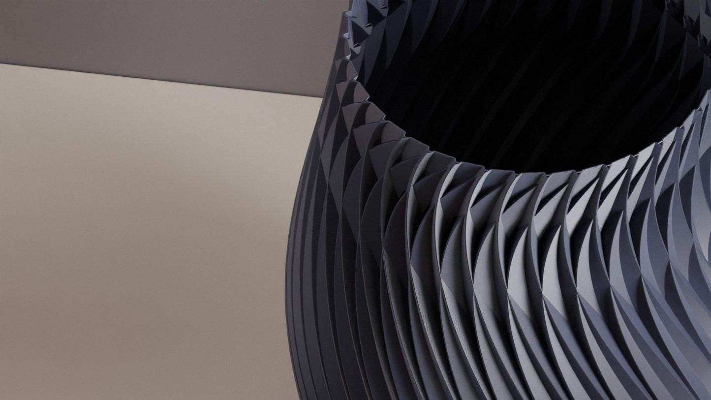 Spiral Vase, Parametric Swirl Tabletop Vessel, Contemporary Nordic Accent Sculpture