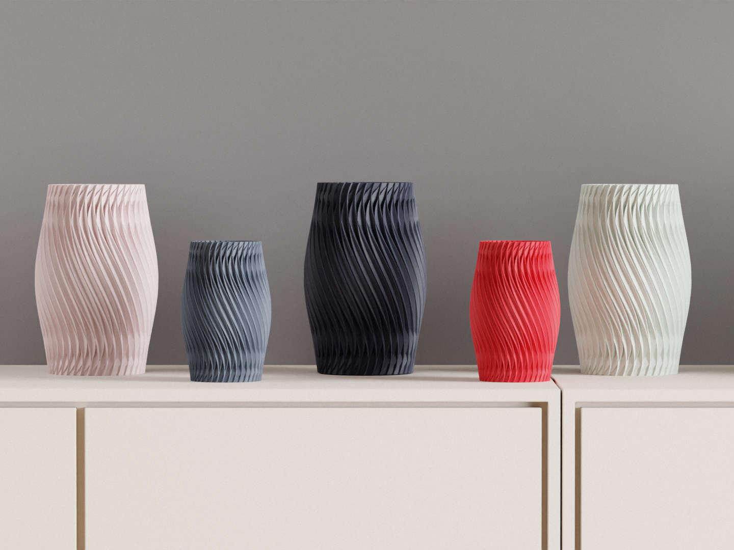 Spiral Vase, Parametric Swirl Tabletop Vessel, Contemporary Nordic Accent Sculpture