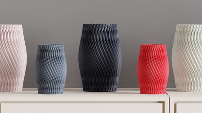 Spiral Vase, Parametric Swirl Tabletop Vessel, Contemporary Nordic Accent Sculpture