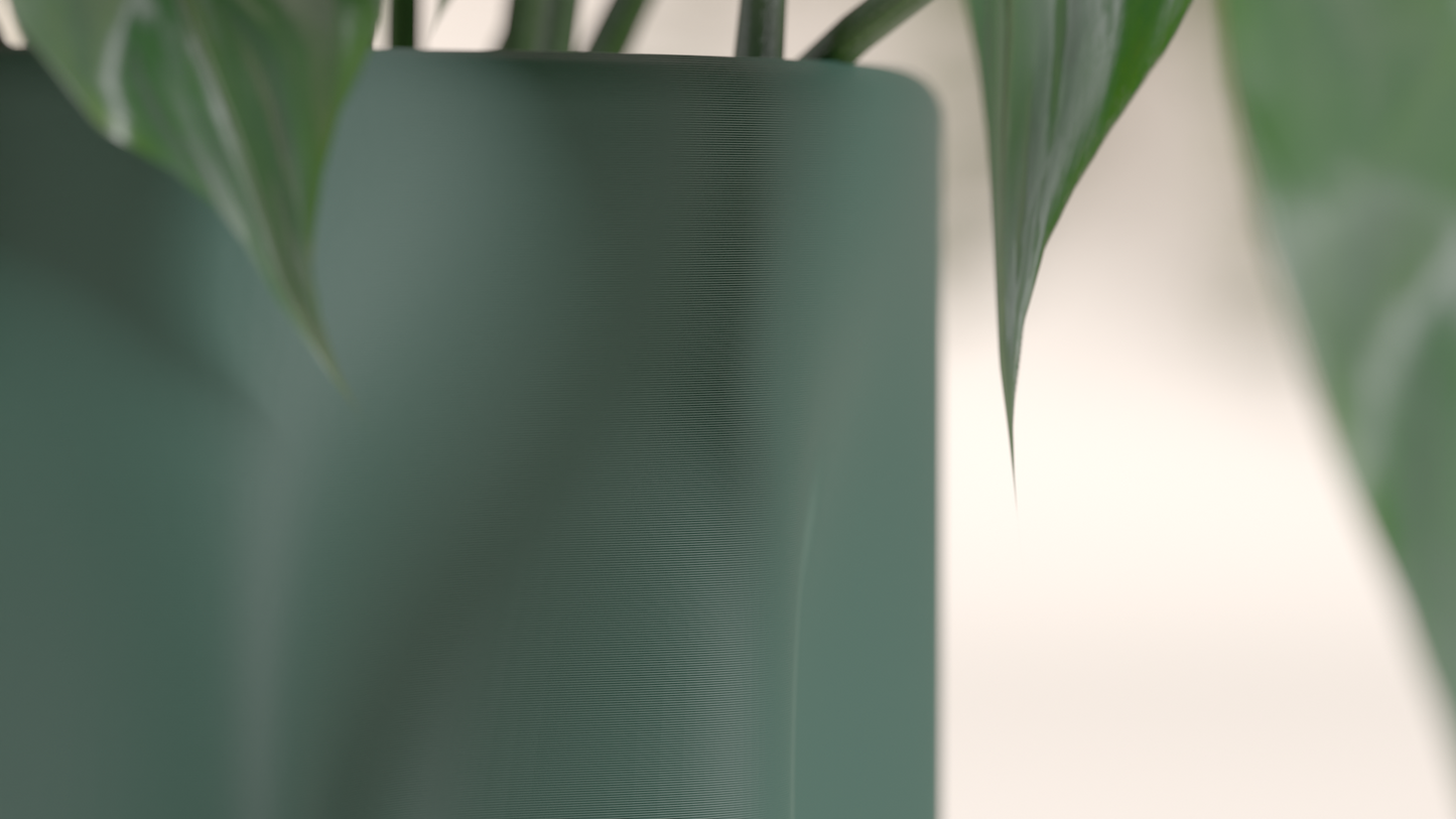 Minimalist Planter Pot, Elegant Geometric Ripple Texture, Hidden Drainage, Japandi