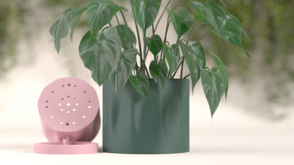 Minimalist Planter Pot, Elegant Geometric Ripple Texture, Hidden Drainage, Japandi