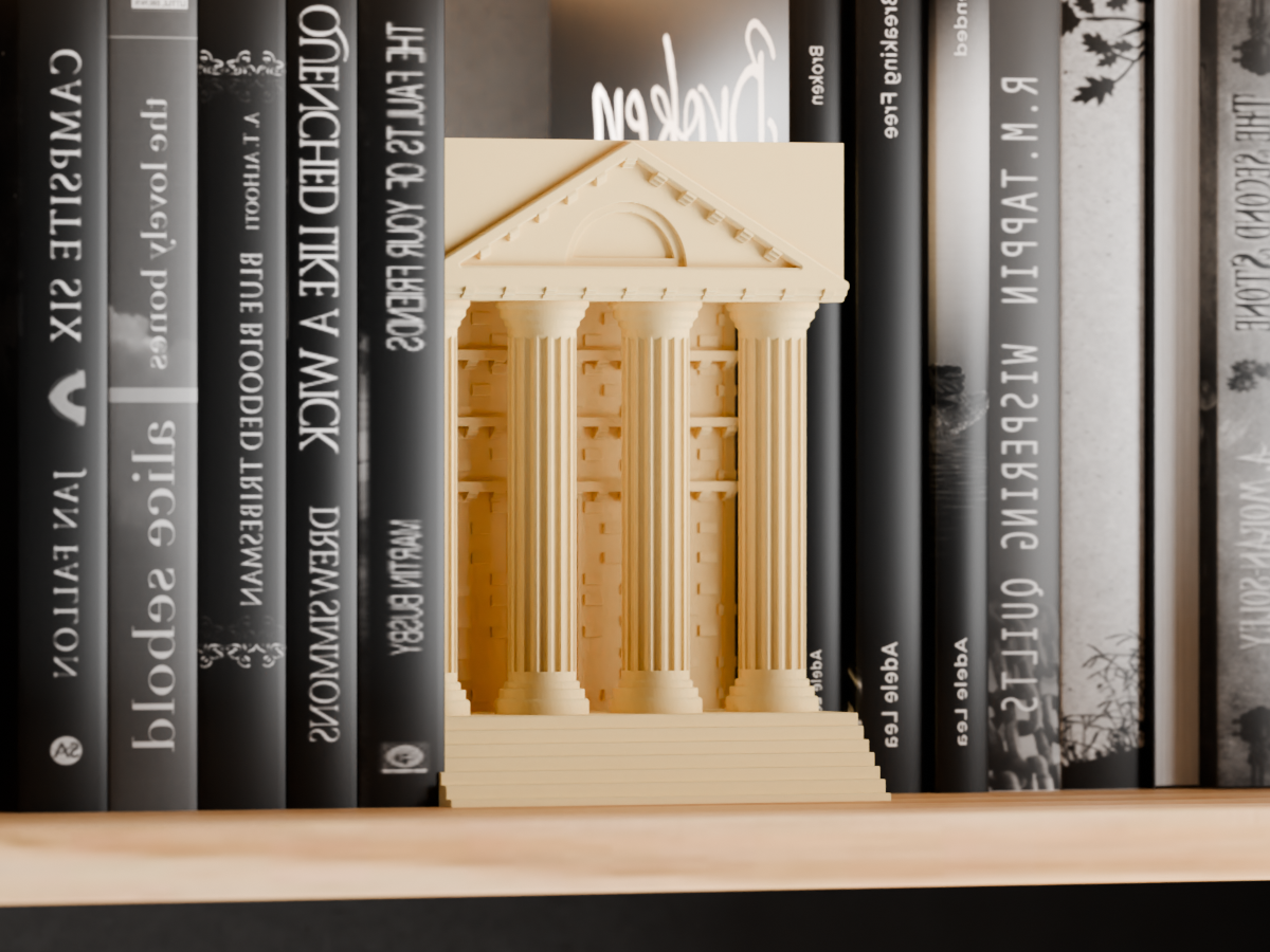 book nook light, hellenic temple bookshelf lamp, architectural statement ambience