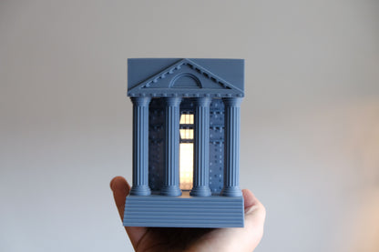 book nook light, hellenic temple bookshelf lamp, architectural statement ambience