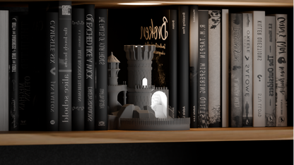 Stylish Gothic Book Nook Light, Original Meticulous Medieval Castle Illuminated, Artistic Bookshelf-Ready Library Accent