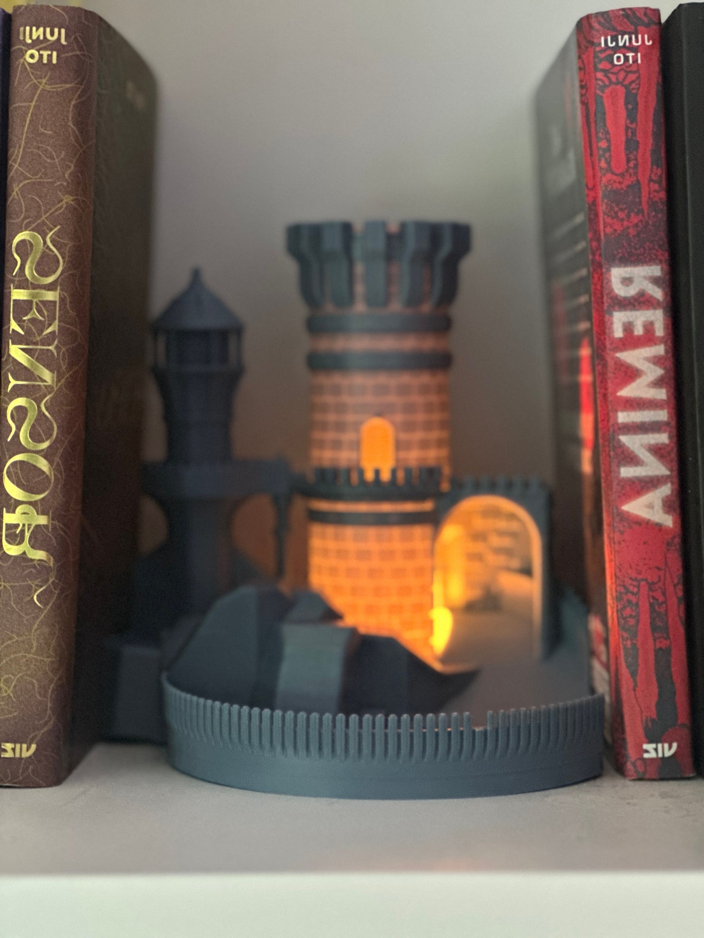 Stylish Gothic Book Nook Light, Original Meticulous Medieval Castle Illuminated, Artistic Bookshelf-Ready Library Accent