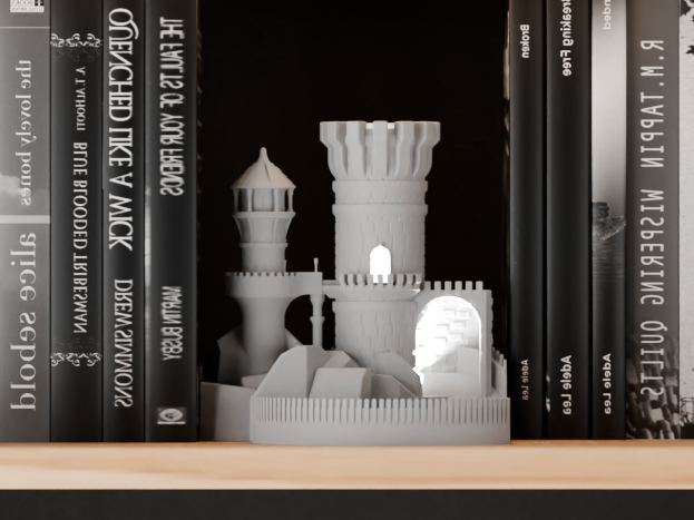 Stylish Gothic Book Nook Light, Original Meticulous Medieval Castle Illuminated, Artistic Bookshelf-Ready Library Accent