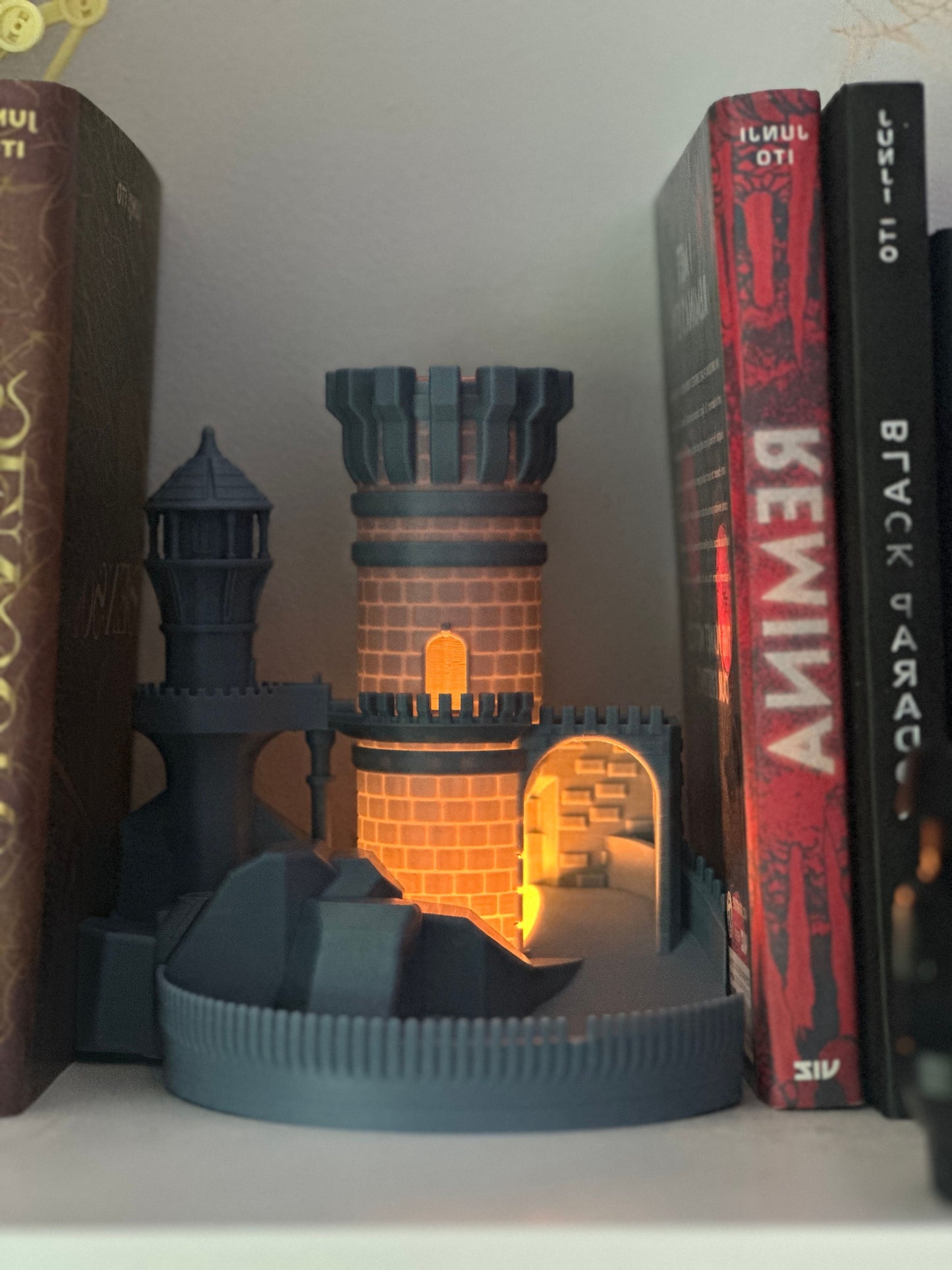 Stylish Gothic Book Nook Light, Original Meticulous Medieval Castle Illuminated, Artistic Bookshelf-Ready Library Accent