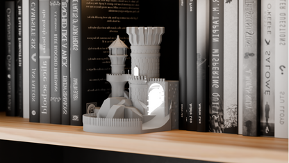 Stylish Gothic Book Nook Light, Original Meticulous Medieval Castle Illuminated, Artistic Bookshelf-Ready Library Accent