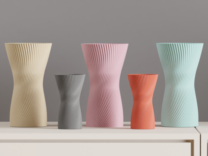 Japandi Style Spiral Vase, Elegant Twisted Hourglass Decorative Flower Holder, Stylish Contemporary Table Accent