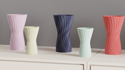 ripple vase, geometric texture, nordic sculptural centerpiece, matte tabletop, white