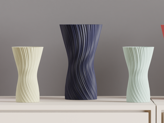 ripple vase, geometric texture, nordic sculptural centerpiece, matte tabletop, white