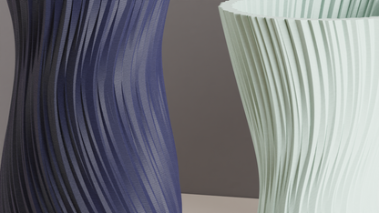 ripple vase, geometric texture, nordic sculptural centerpiece, matte tabletop, white