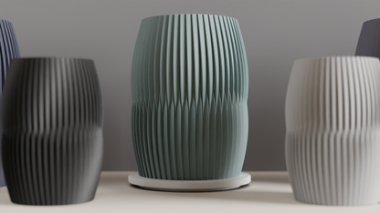 Nordic Style Ribbed Barrel Vase, Original Contemporary Flower Holder, Stylish Sculptural Tabletop Accent Decorative