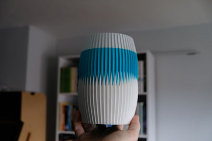 Pleated Vase, Dual Tone Contemporary Tabletop Statementpiece, Elegant Floral Holder