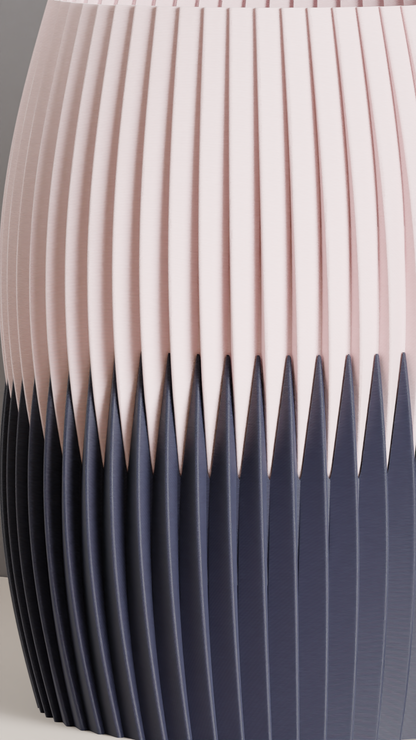 Pleated Vase, Dual Tone Contemporary Tabletop Statementpiece, Elegant Floral Holder