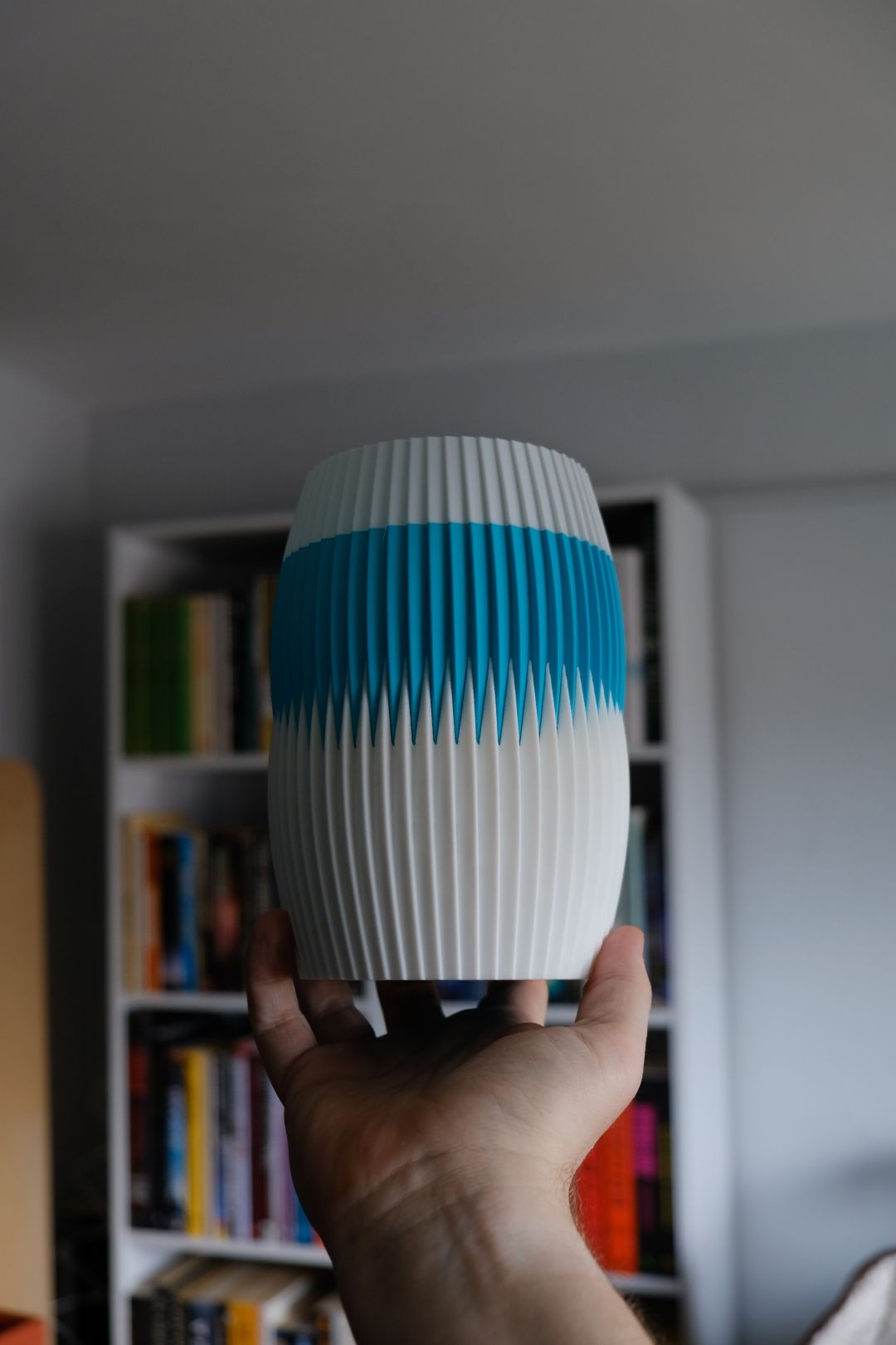 Pleated Vase, Dual Tone Contemporary Tabletop Statementpiece, Elegant Floral Holder