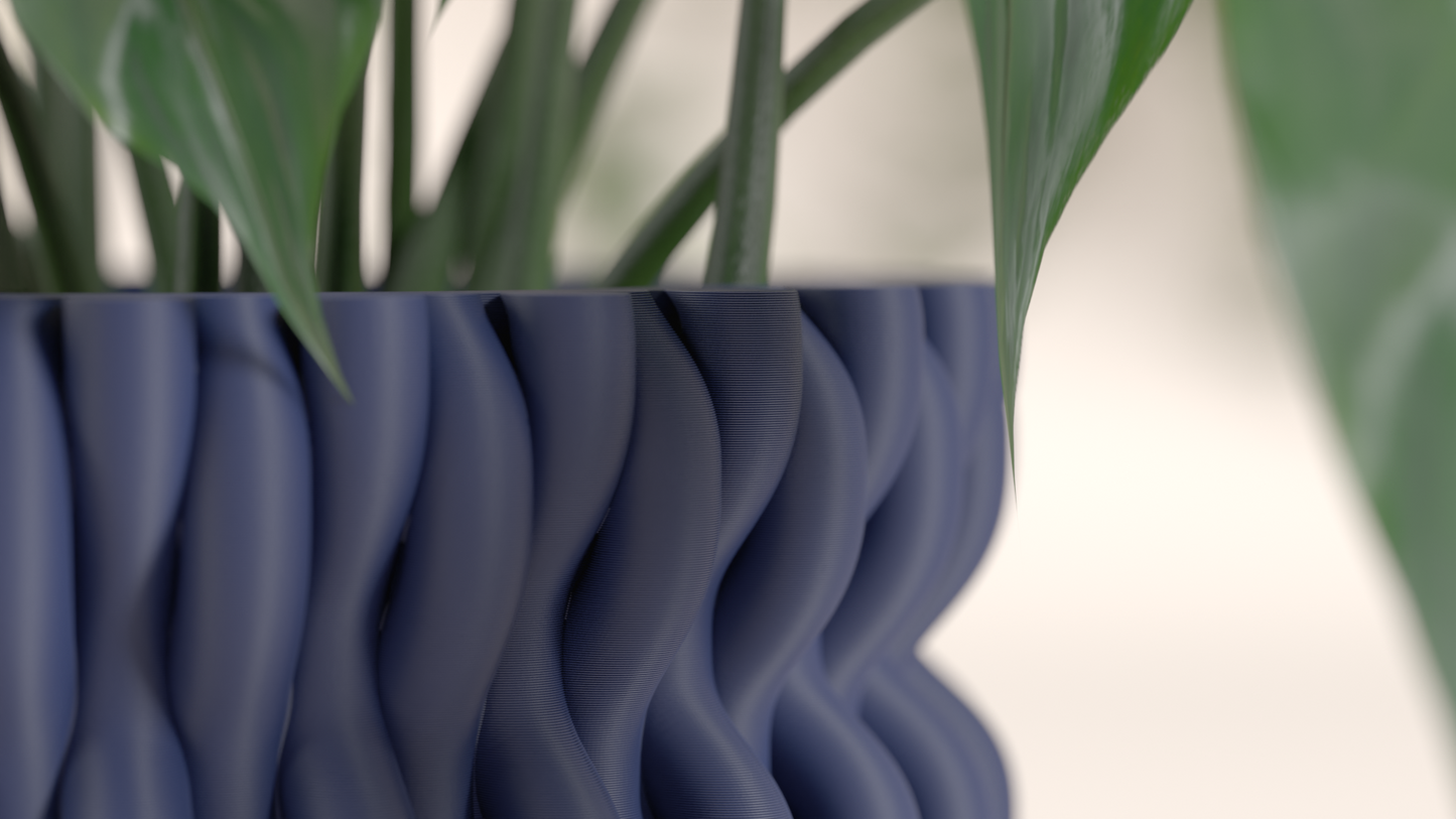 Stylish Planter Undulating Container, Artistic Hidden Drip Tray Succulent, Modern Nordic Style Contemporary Statement