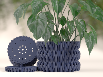 Stylish Planter Undulating Container, Artistic Hidden Drip Tray Succulent, Modern Nordic Style Contemporary Statement