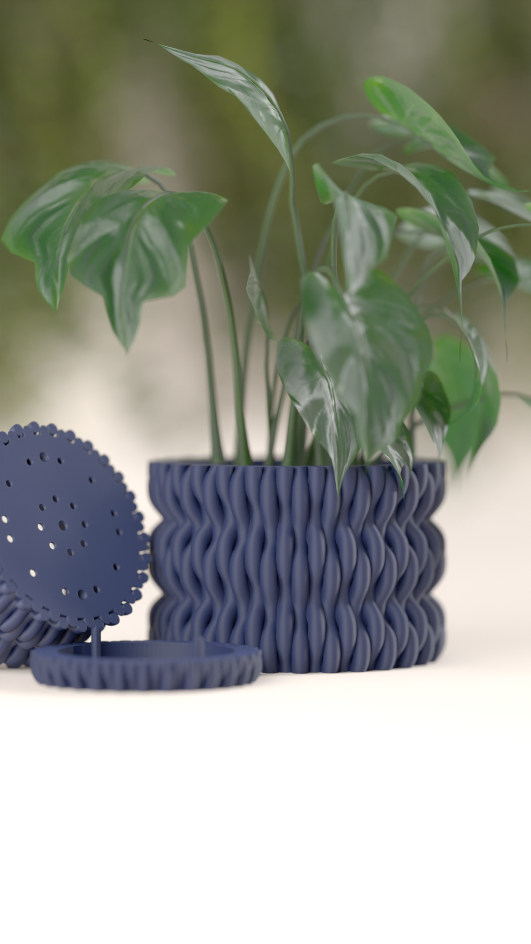 Succulent Planter, Hidden Drip Tray, Sculptural Textured Desk Organizer, Modern Nordic