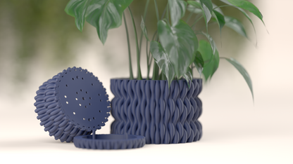 Stylish Planter Undulating Container, Artistic Hidden Drip Tray Succulent, Modern Nordic Style Contemporary Statement