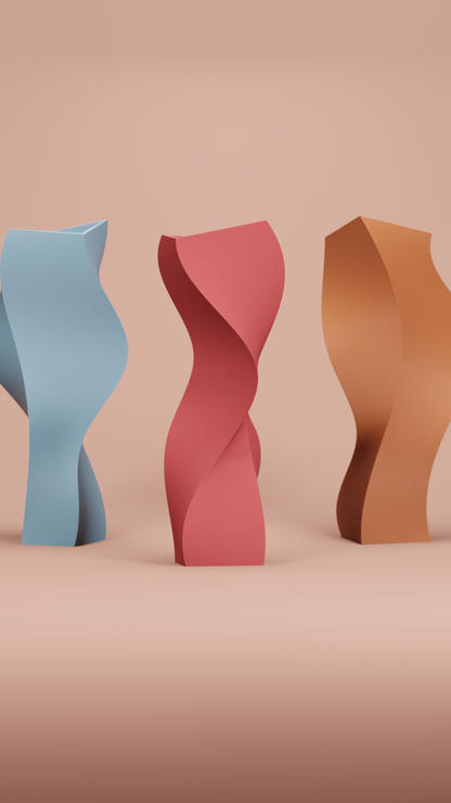 Artistic Twisted Sculptural Vase, Modern Geometric Curved Tabletop Accent, Minimalist Stylish Decorative Flower Holder