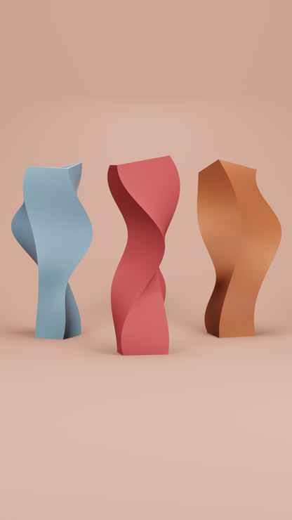 Artistic Twisted Sculptural Vase, Modern Geometric Curved Tabletop Accent, Minimalist Stylish Decorative Flower Holder