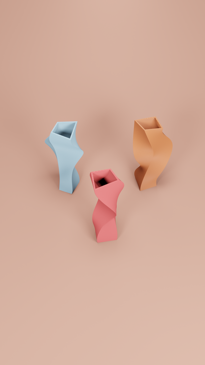 Artistic Twisted Sculptural Vase, Modern Geometric Curved Tabletop Accent, Minimalist Stylish Decorative Flower Holder