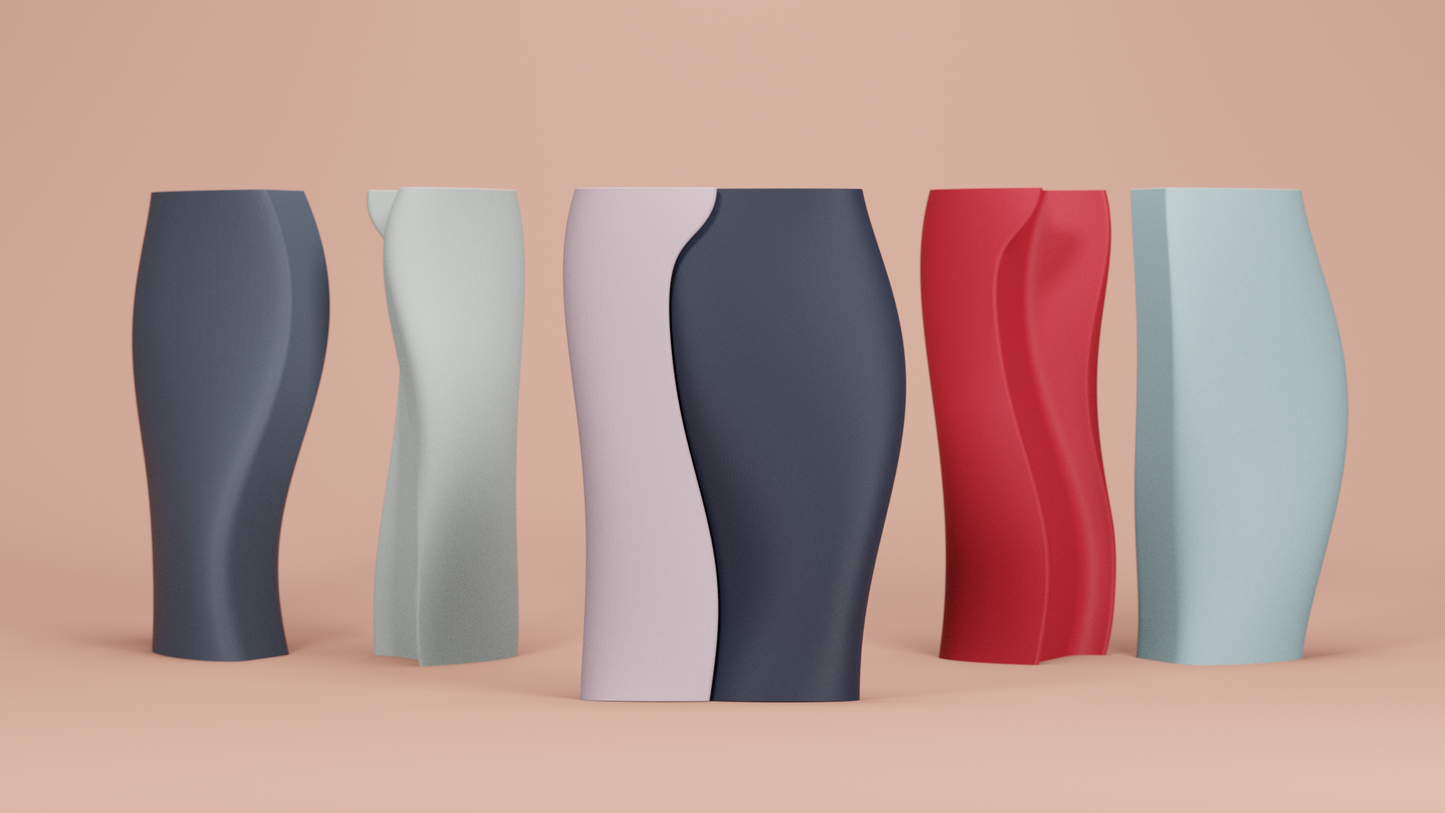 sculptural vase, interlocking decorative vessel, contemporary table accent, minimalist elegance