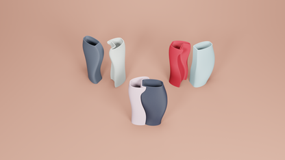 sculptural vase, interlocking decorative vessel, contemporary table accent, minimalist elegance