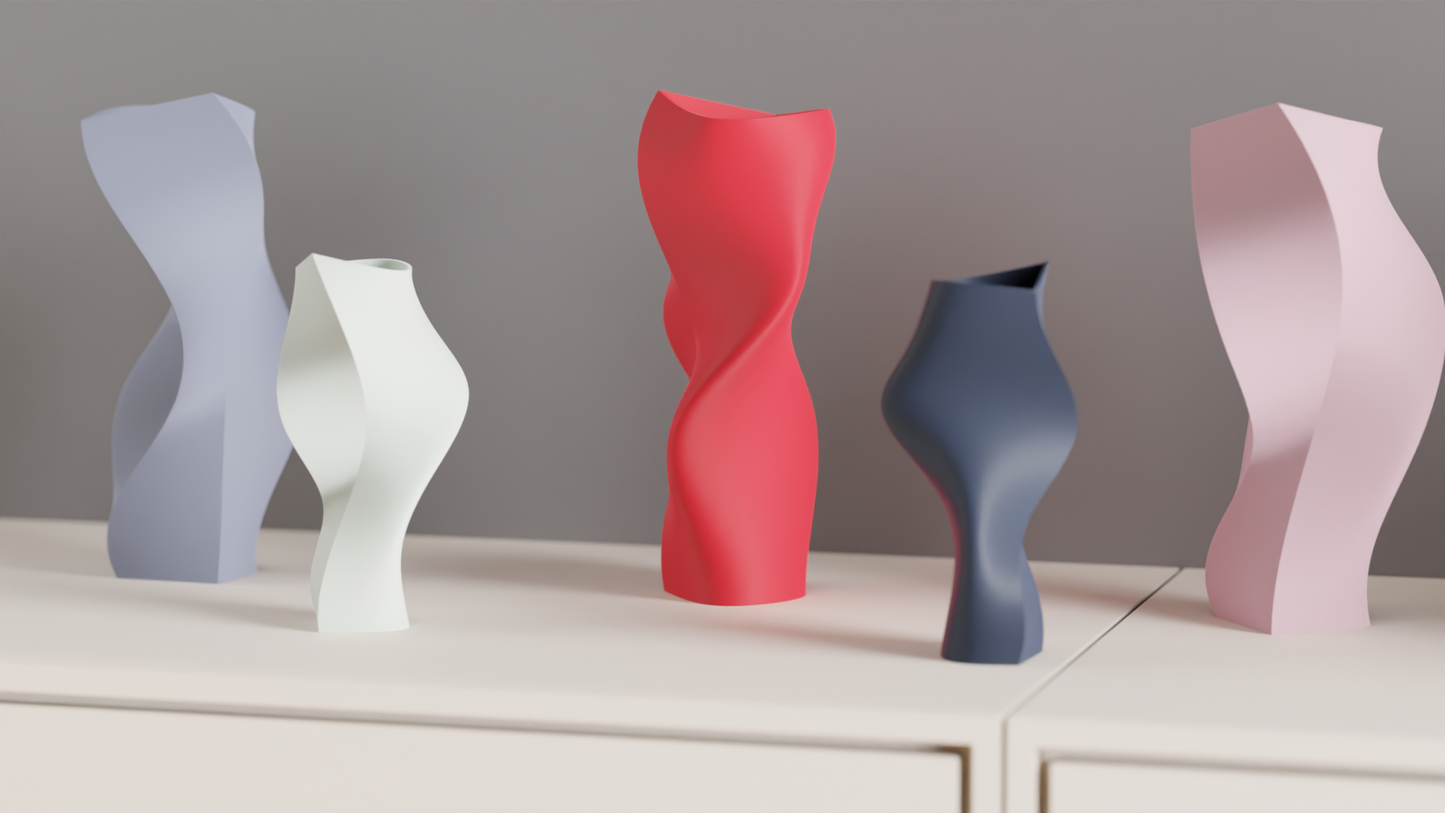 Modern Vase, Artisanal Deco Sculptural Vessel, Twisted Minimalist Tabletop Accent