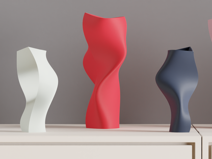 Modern Vase, Artisanal Deco Sculptural Vessel, Twisted Minimalist Tabletop Accent