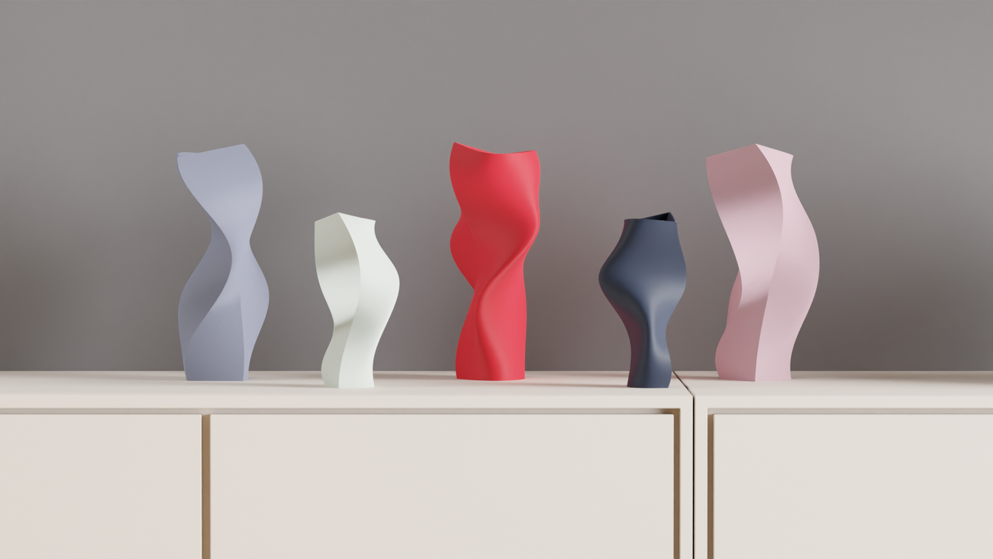 Modern Vase, Artisanal Deco Sculptural Vessel, Twisted Minimalist Tabletop Accent